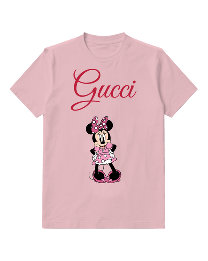 Blush Pink Polka Dot Dress Mouse Graphic T-Shirt - front product view