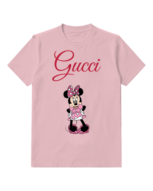 Blush Pink Polka Dot Dress Mouse Graphic T-Shirt - front product view