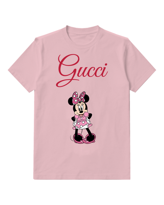 Blush Pink Polka Dot Dress Mouse Graphic T-Shirt - front product view