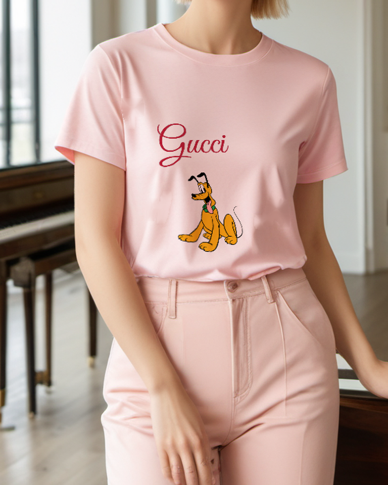 Blush Pink Seated Green Collar Dog Graphic T-Shirt - styled view 3