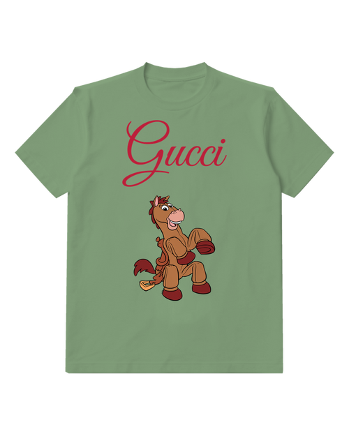 Sage Green Bullseye Sitting Upright Smiling Wearing Boots Graphic T-Shirt - front product view