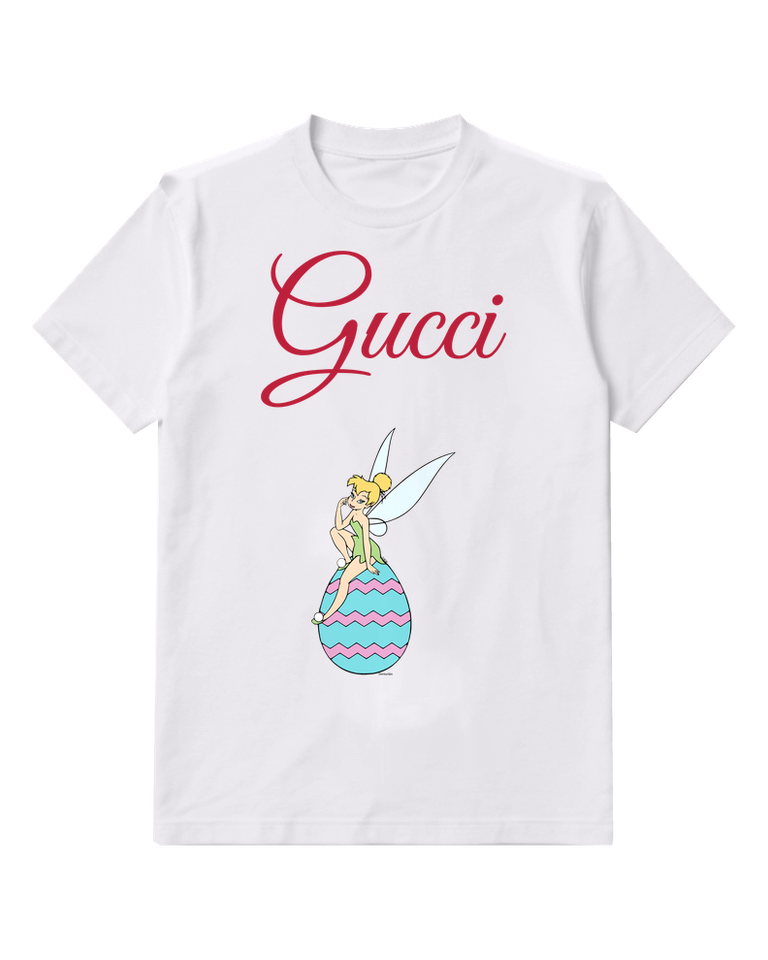 White Fairy Pastel Striped Egg Graphic T-Shirt - front product view