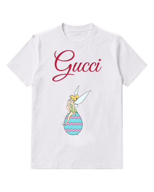 White Fairy Pastel Striped Egg Graphic T-Shirt - front product view
