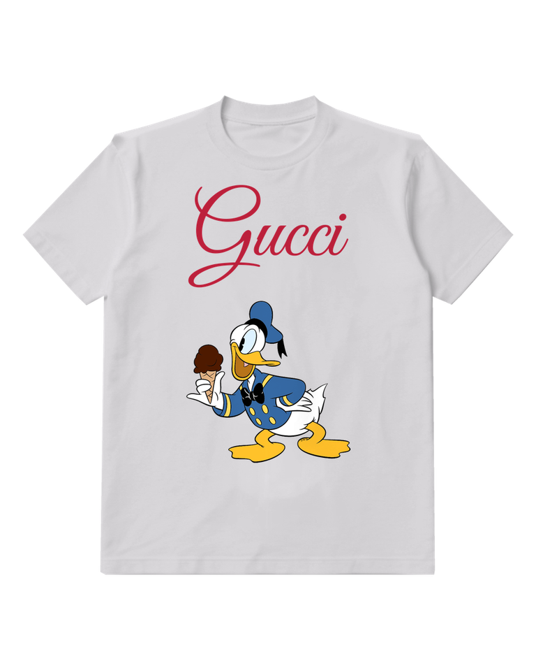 Light Gray Donald Duck Holding Ice Cream Cone Graphic T-Shirt - front product view