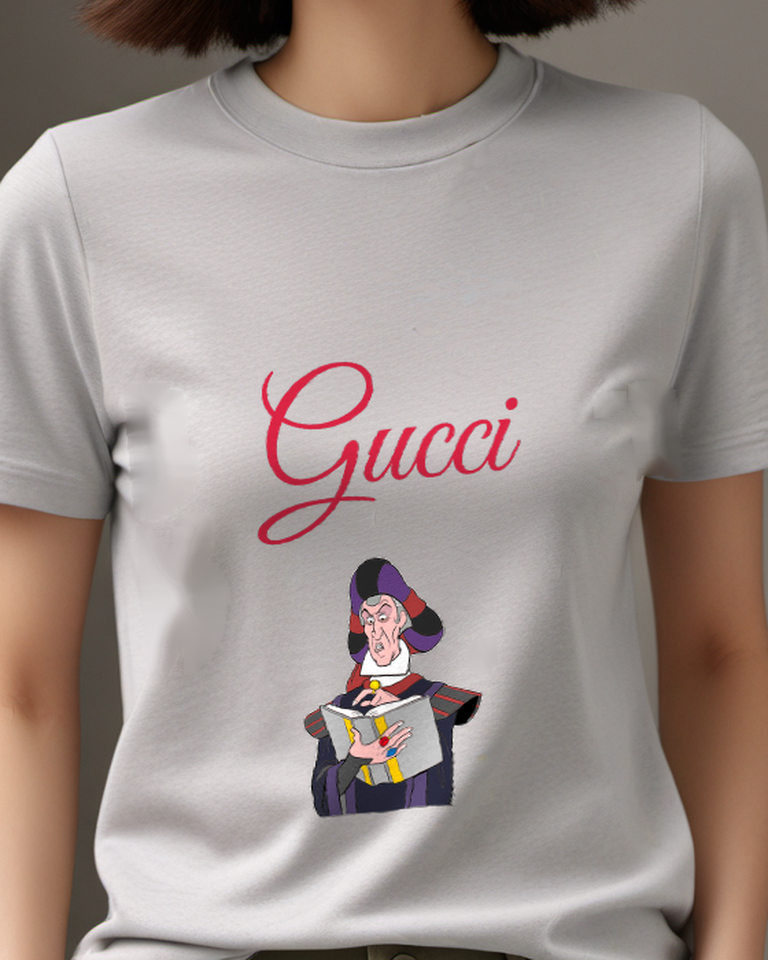 Light Gray Dark Robed Man Holding Figure Graphic T-Shirt - model wearing view