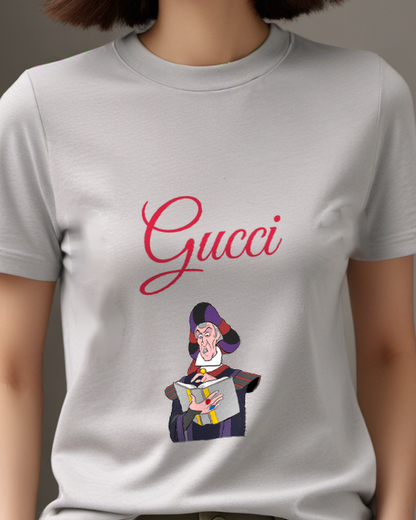 Light Gray Dark Robed Man Holding Figure Graphic T-Shirt - model wearing view