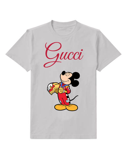 Light Gray Mouse Yellow Snack Packet Graphic T-Shirt - front product view