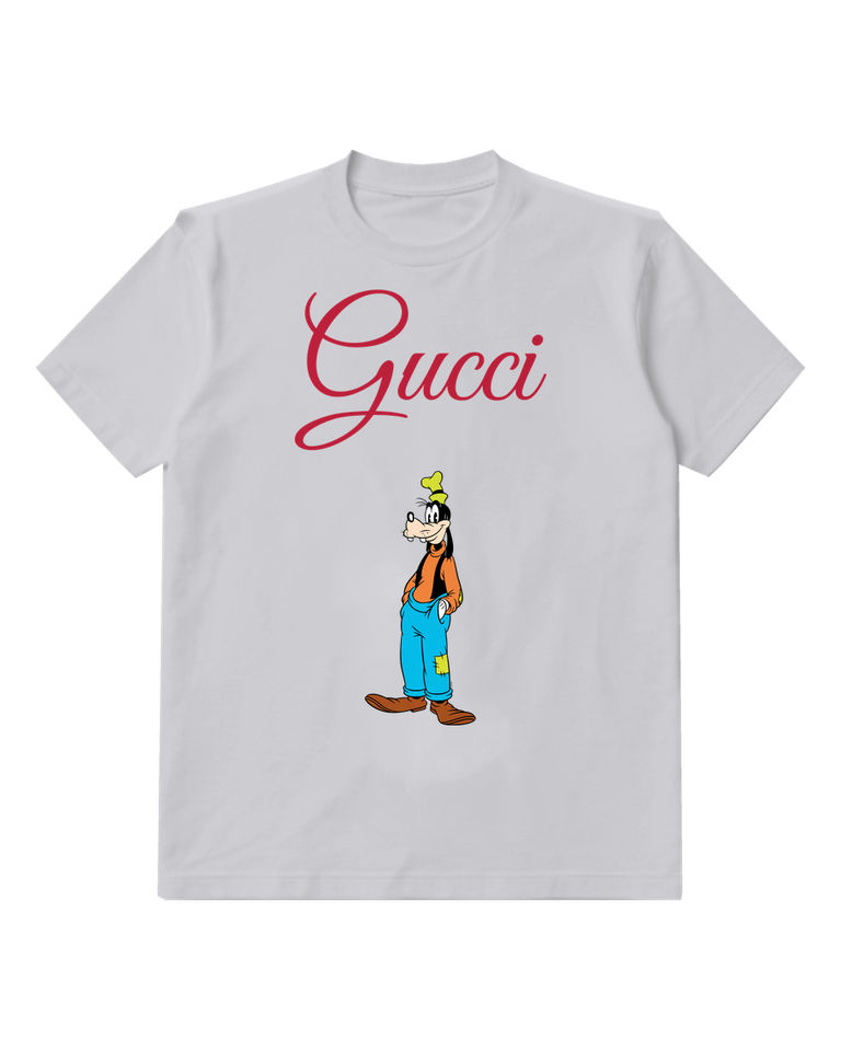 Light Gray Goofy Standing Upright Smiling Graphic T-Shirt - front product view