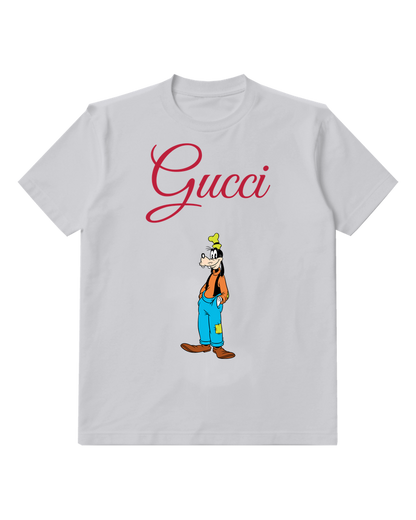 Light Gray Goofy Standing Upright Smiling Graphic T-Shirt - front product view