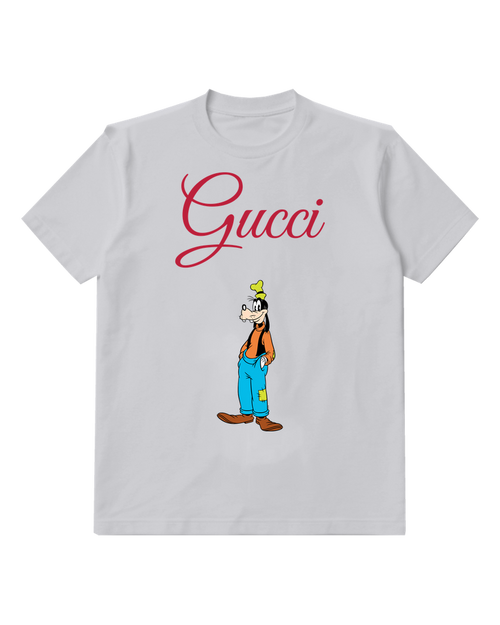 Light Gray Goofy Standing Upright Smiling Graphic T-Shirt - front product view