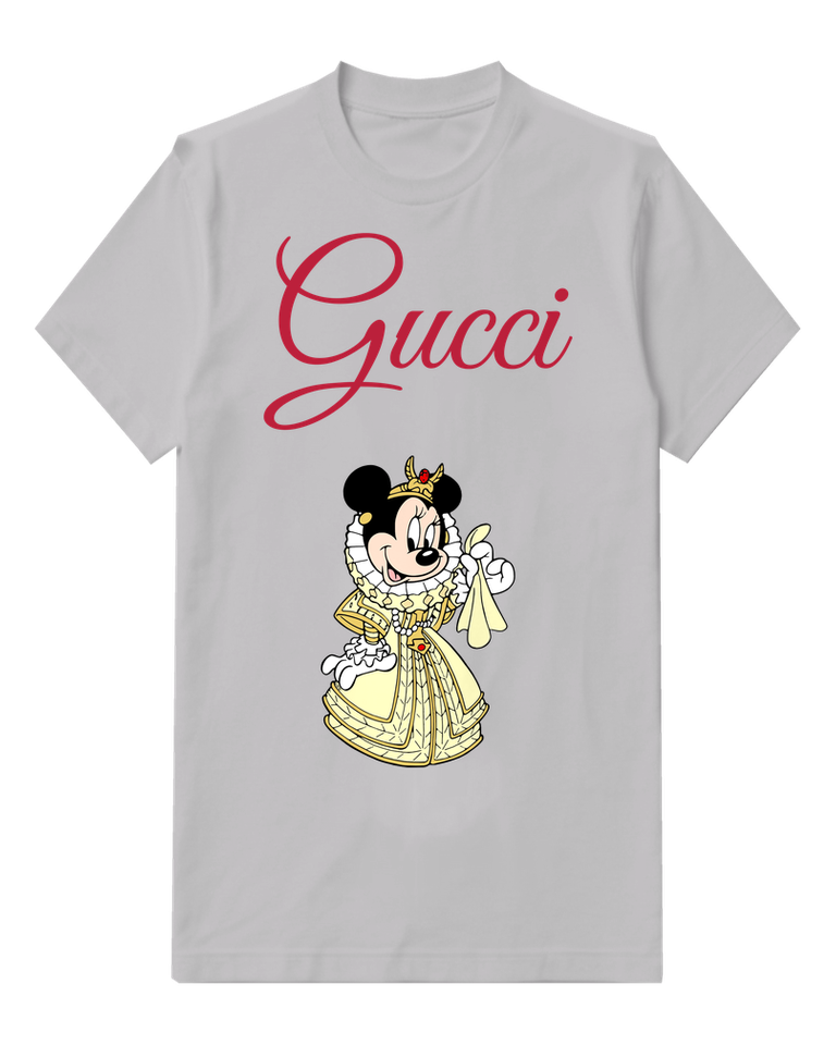 Light Gray Queen Minnie Mouse Smiling Cheerfully Graphic T-Shirt - front product view