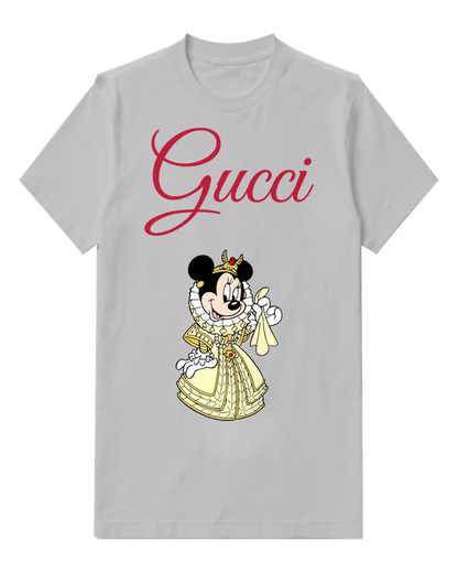 Light Gray Queen Minnie Mouse Smiling Cheerfully Graphic T-Shirt - front product view