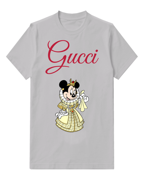 Light Gray Queen Minnie Mouse Smiling Cheerfully Graphic T-Shirt - front product view