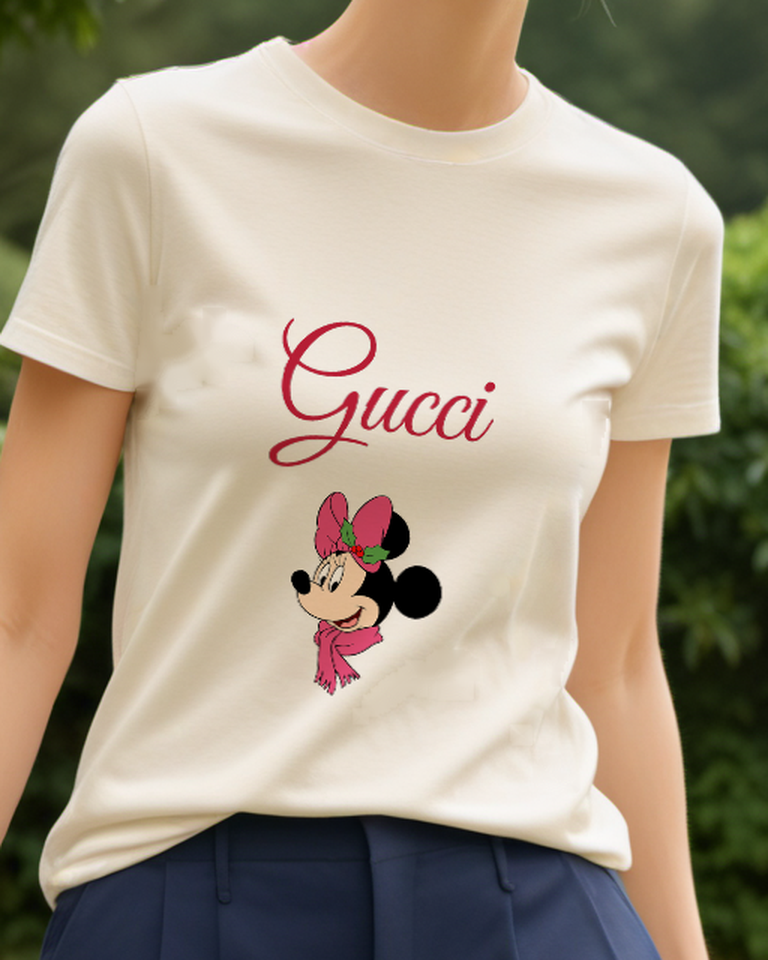Ivory Minnie Mouse Festive Holiday Look Graphic T-Shirt - model wearing view