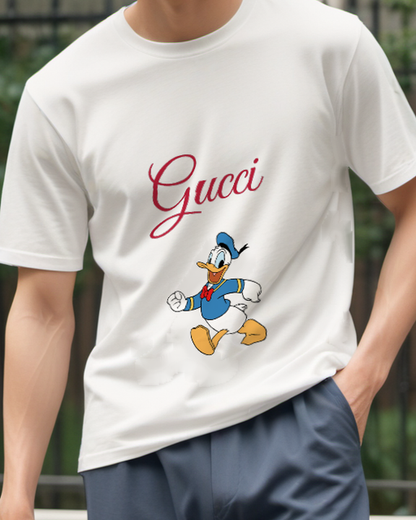 White Donald Duck Running Forward Graphic T-Shirt - model wearing view