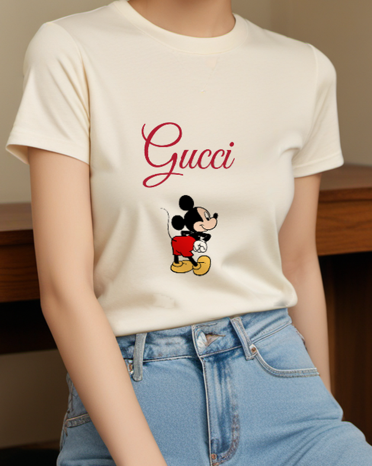 Ivory Mickey Mouse Standing Sideways Graphic T-Shirt - model wearing view