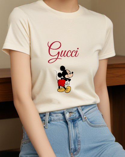 Ivory Mickey Mouse Standing Sideways Graphic T-Shirt - model wearing view