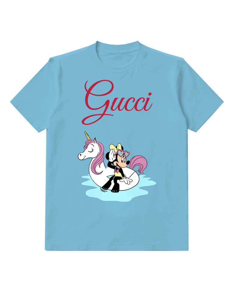 Dusty Blue Minnie Mouse On Unicorn Float Graphic T-Shirt - front product view