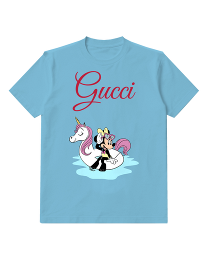 Dusty Blue Minnie Mouse On Unicorn Float Graphic T-Shirt - front product view