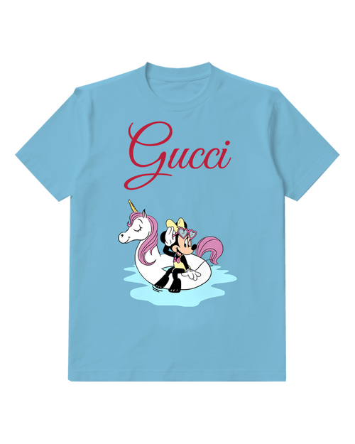 Dusty Blue Minnie Mouse On Unicorn Float Graphic T-Shirt - front product view