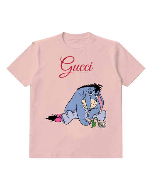 Blush Pink Eeyore Sitting Dejectedly Graphic T-Shirt - front product view