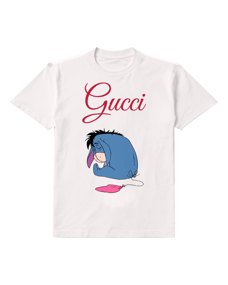 White Eeyore Sleeping With Balloon Graphic T-Shirt - front product view