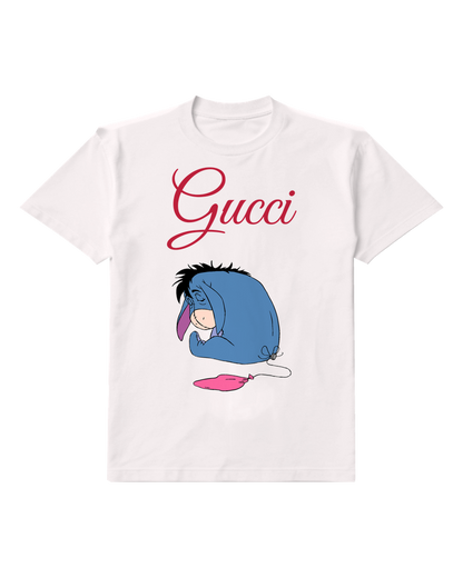 White Eeyore Sleeping With Balloon Graphic T-Shirt - front product view