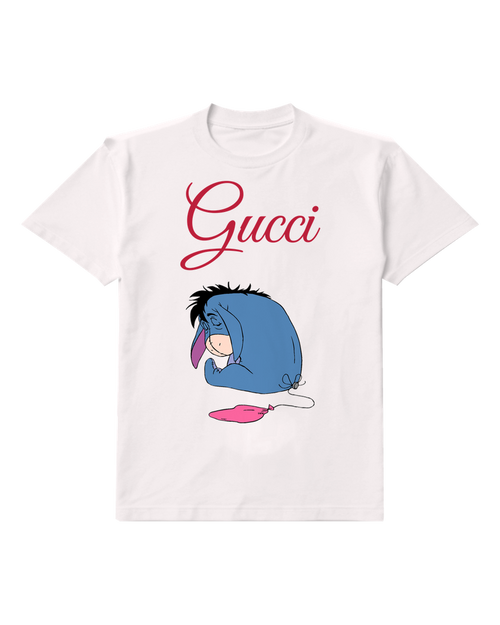 White Eeyore Sleeping With Balloon Graphic T-Shirt - front product view