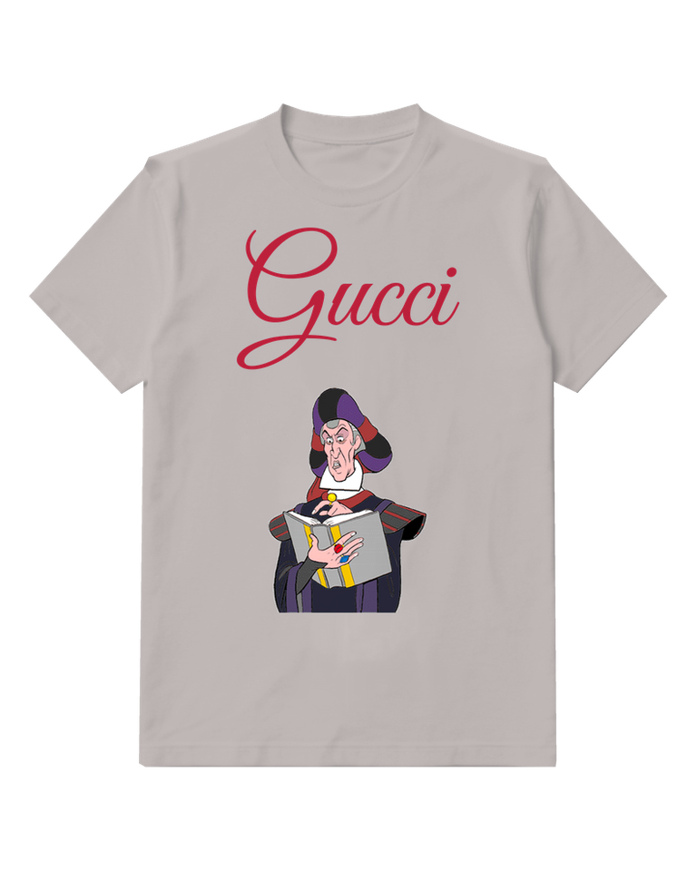 Light Gray Dark Robed Man Holding Figure Graphic T-Shirt - front product view