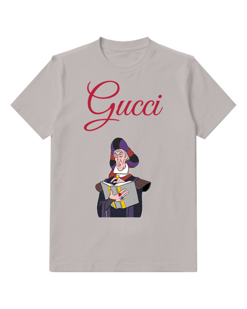 Light Gray Dark Robed Man Holding Figure Graphic T-Shirt - front product view