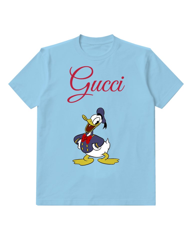 Sky Blue Donald Duck Confident Stance Formal Attire Graphic T-Shirt - front product view