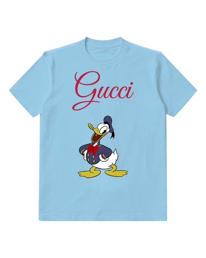 Sky Blue Donald Duck Confident Stance Formal Attire Graphic T-Shirt - front product view