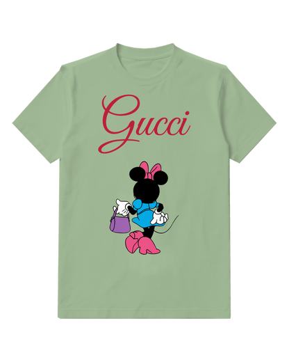 Sage Green Minnie Mouse Holding Purse Graphic T-Shirt - front product view
