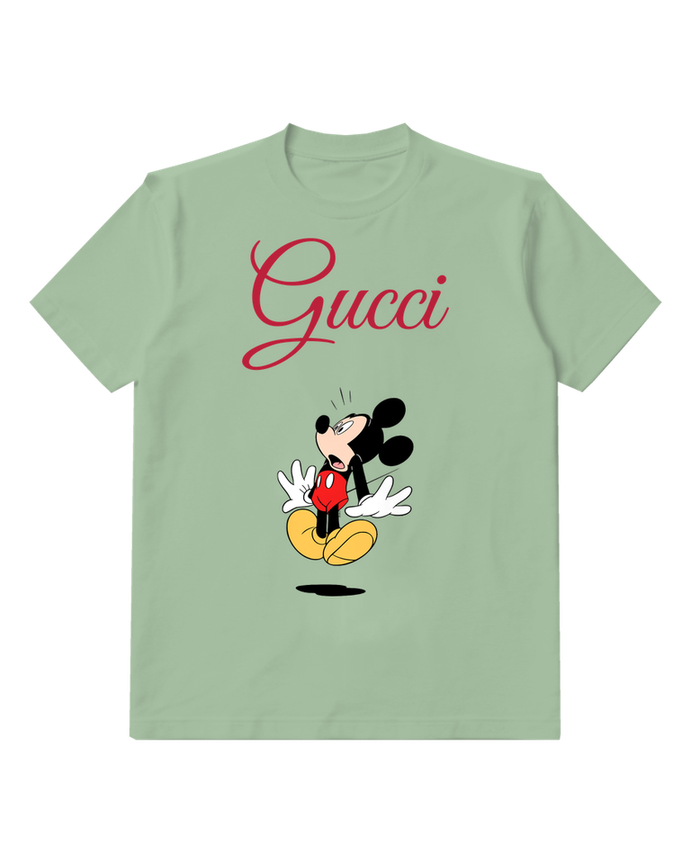 Sage Green Mickey Mouse Startled Arms Wide Graphic T-Shirt - front product view