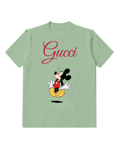 Sage Green Mickey Mouse Startled Arms Wide Graphic T-Shirt - front product view