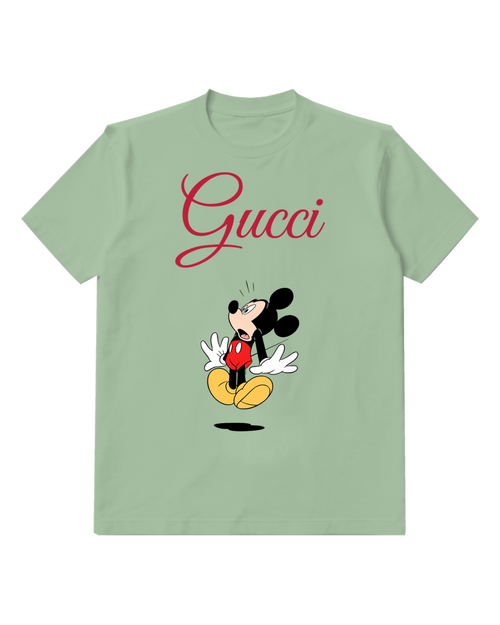 Sage Green Mickey Mouse Startled Arms Wide Graphic T-Shirt - front product view