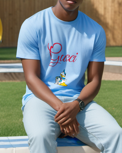 Sky Blue Sailor Duck Paper Stack Graphic T-Shirt - styled view 3