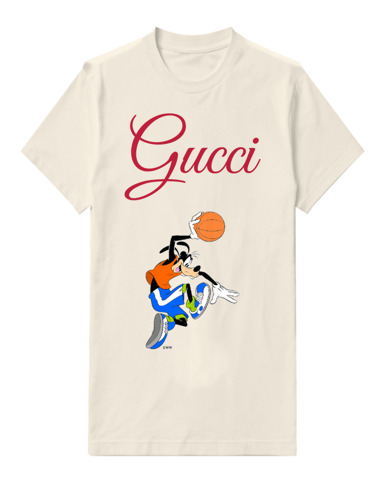 Ivory Goofy Leaping With Basketball Raised Overhead Graphic T-Shirt - front product view
