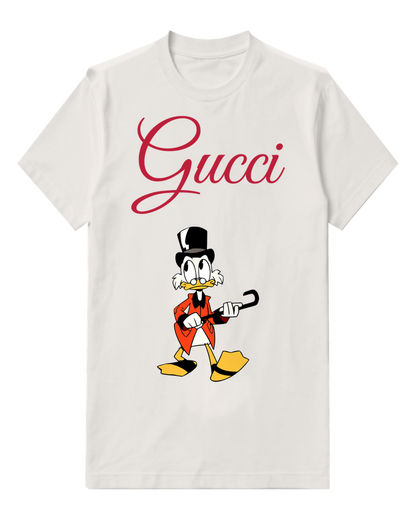 White Top Hat Duck Red Coat Graphic T-Shirt - front product view