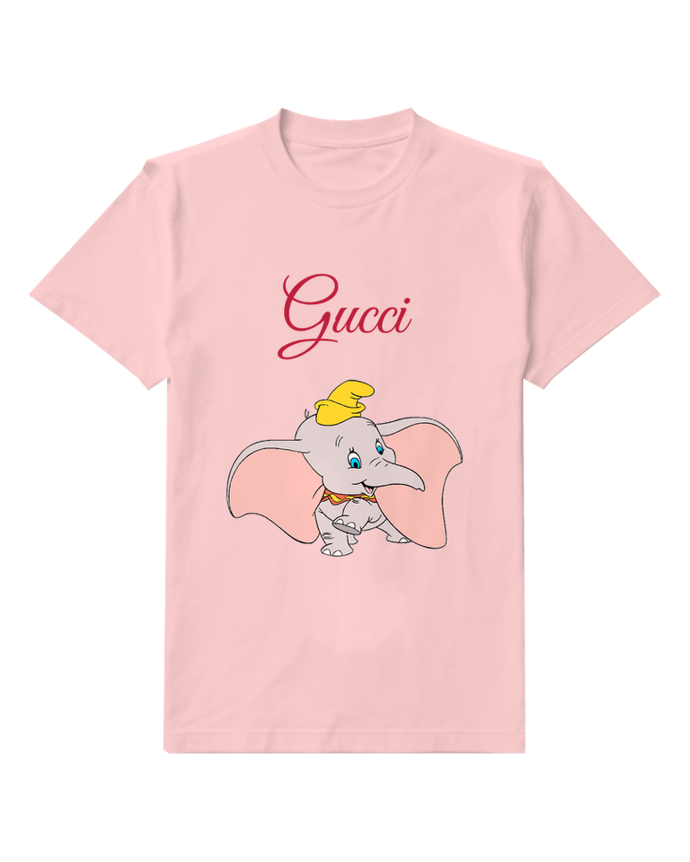 Blush Pink Dumbo Small Elephant Joyful Leap Graphic T-Shirt - front product view