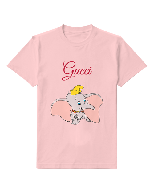 Blush Pink Dumbo Small Elephant Joyful Leap Graphic T-Shirt - front product view