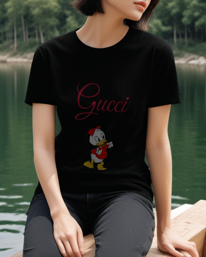 Black Red Cap Young Duck Graphic T-Shirt - styled view 3