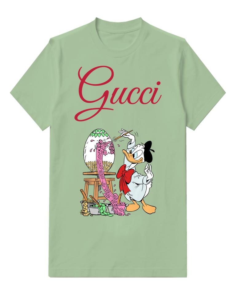 Sage Green Donald Duck Painting Easter Egg Graphic T-Shirt - front product view