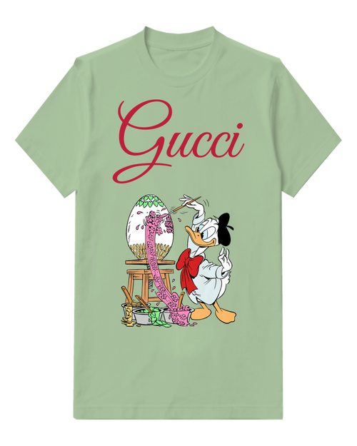 Sage Green Donald Duck Painting Easter Egg Graphic T-Shirt - front product view