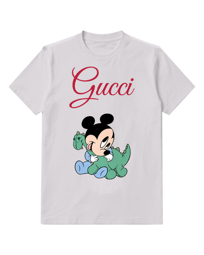 Light Gray Mouse Green Plush Toy Graphic T-Shirt - front product view