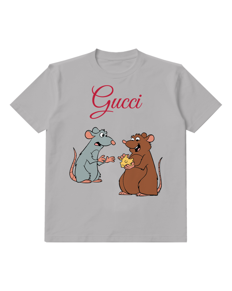 Gray Remy Gray Rat Gestures Cheese Graphic T-Shirt - front product view