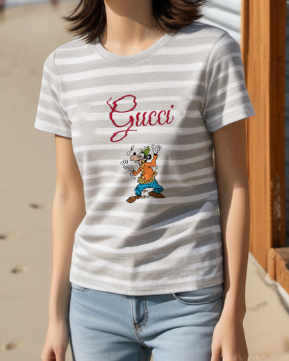 Light Gray Checked Trousers Dog Graphic T-Shirt - styled view 4