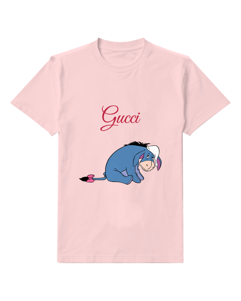 Blush Pink Eeyore Sitting Low Tail With Bow Graphic T-Shirt - front product view
