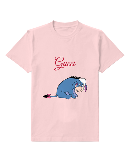 Blush Pink Eeyore Sitting Low Tail With Bow Graphic T-Shirt - front product view