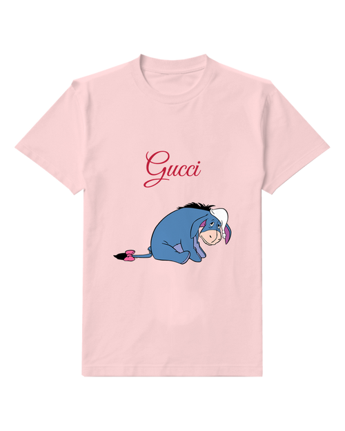 Blush Pink Eeyore Sitting Low Tail With Bow Graphic T-Shirt - front product view